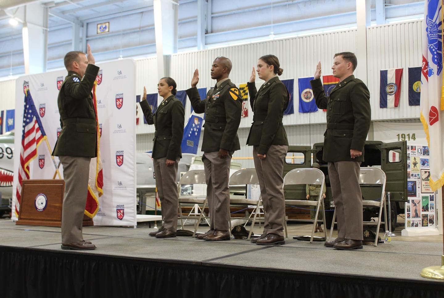 Jared Sunsdahl commissioning new U.S. Army officers at a swearing-in ceremony