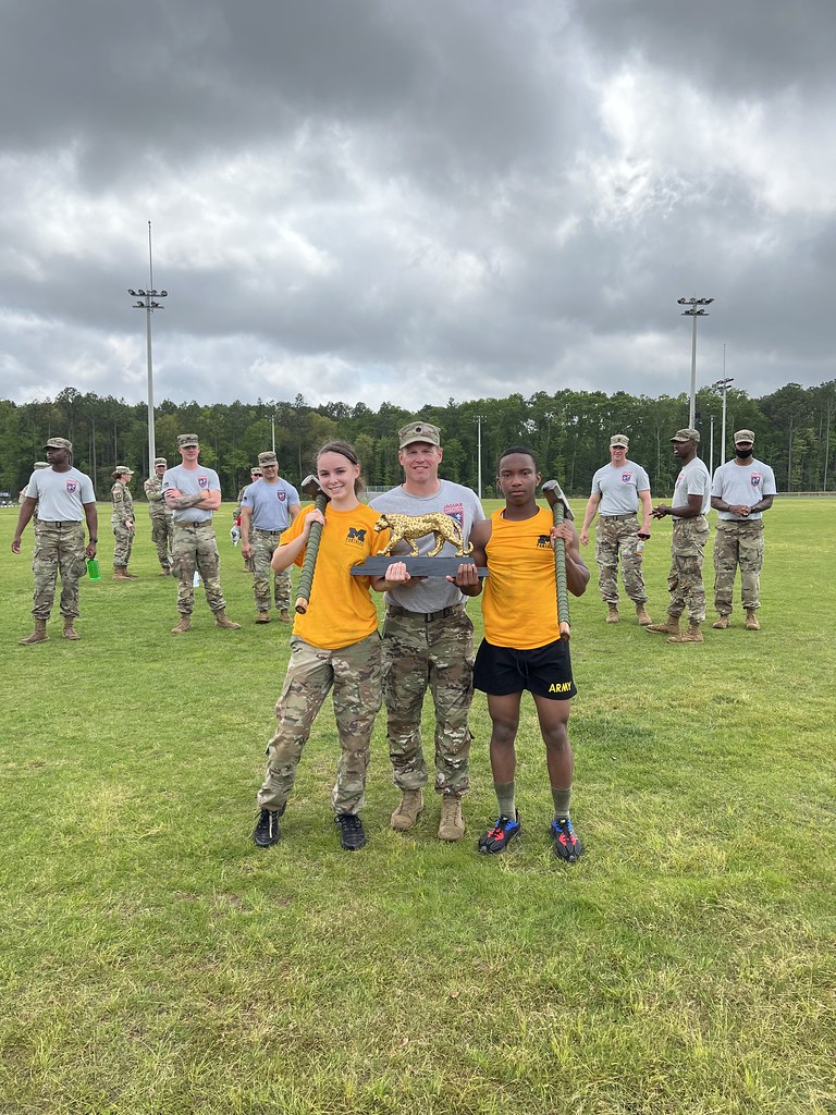 Jared Sunsdahl with cadets after winning a Jaguar Battalion competition